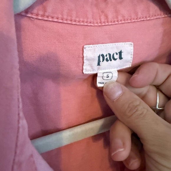 Pact Organic Cotton Pink Button-Up Romper - Picture 4 of 6